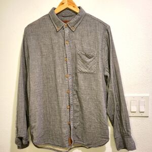 Nifty Genius gray blue cotton long sleeve button up men's shirt
